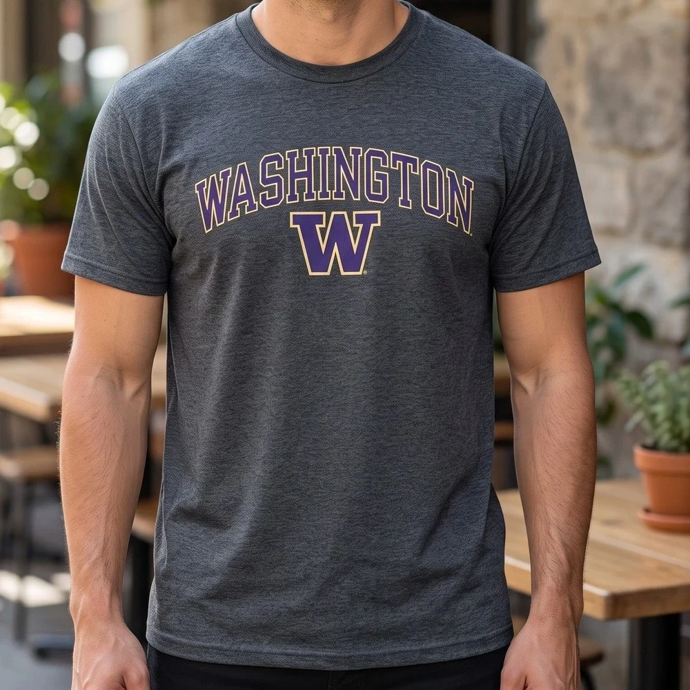 Champion Washington Huskies T-Shirt Mens XL Heather Gray NCAA College Logo Tee